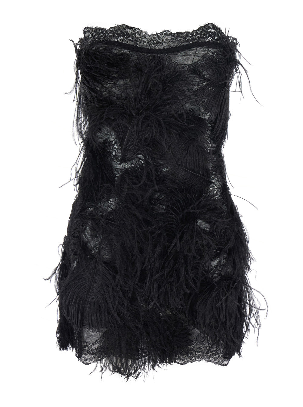 The Attico Women Embroidered Ostrich Feathers On Lace THE ATTICO
