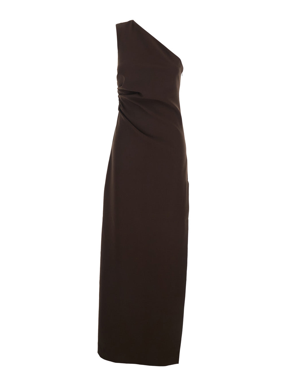 P.A.R.O.S.H. Women Long Dress With Hidden Zip Closure On The Side In Brown Stretch Cady For Women P.A.R.O.S.H.