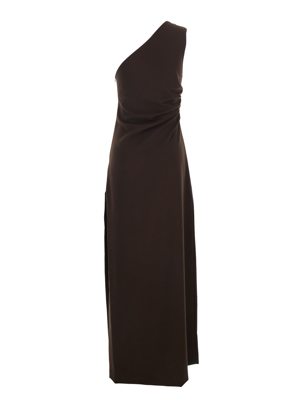 P.A.R.O.S.H. Women Long Dress With Hidden Zip Closure On The Side In Brown Stretch Cady For Women P.A.R.O.S.H.