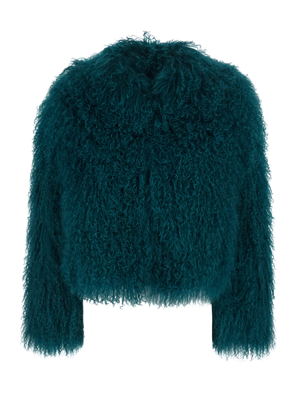 Leplain Women Petrol Blue Short Jacket With Hidden Closure On The Front In Fur For Women LEPLAIN