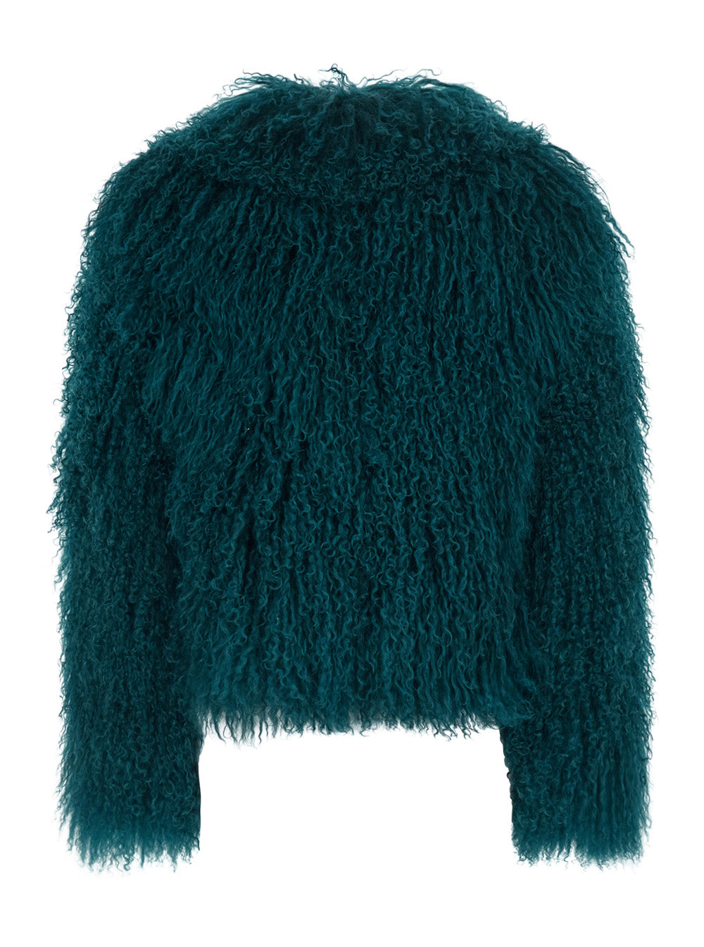 Leplain Women Petrol Blue Short Jacket With Hidden Closure On The Front In Fur For Women LEPLAIN