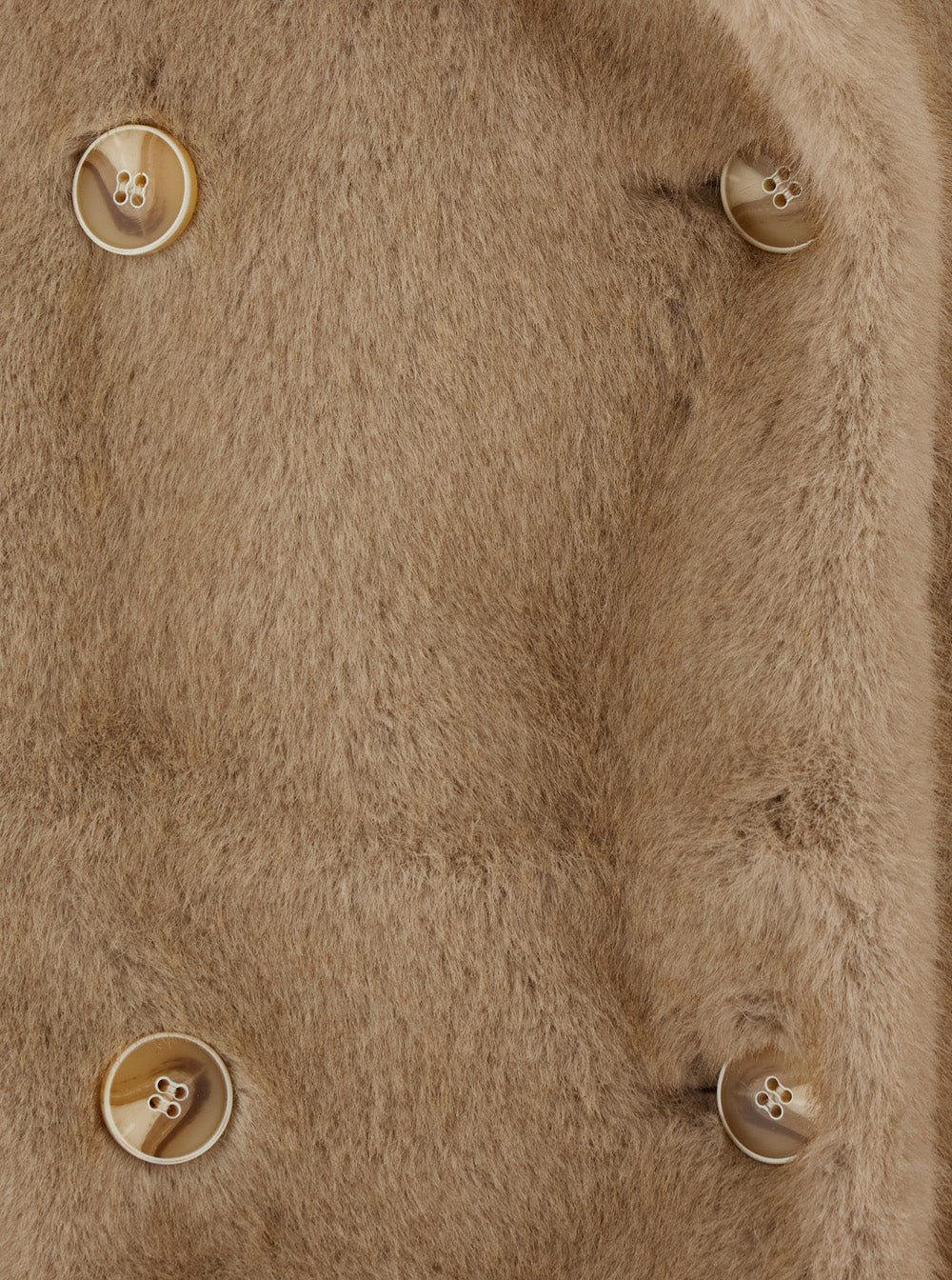 Leplain Women Beige Overcoat With Wide Lapels In Eco-Fur For Women LEPLAIN