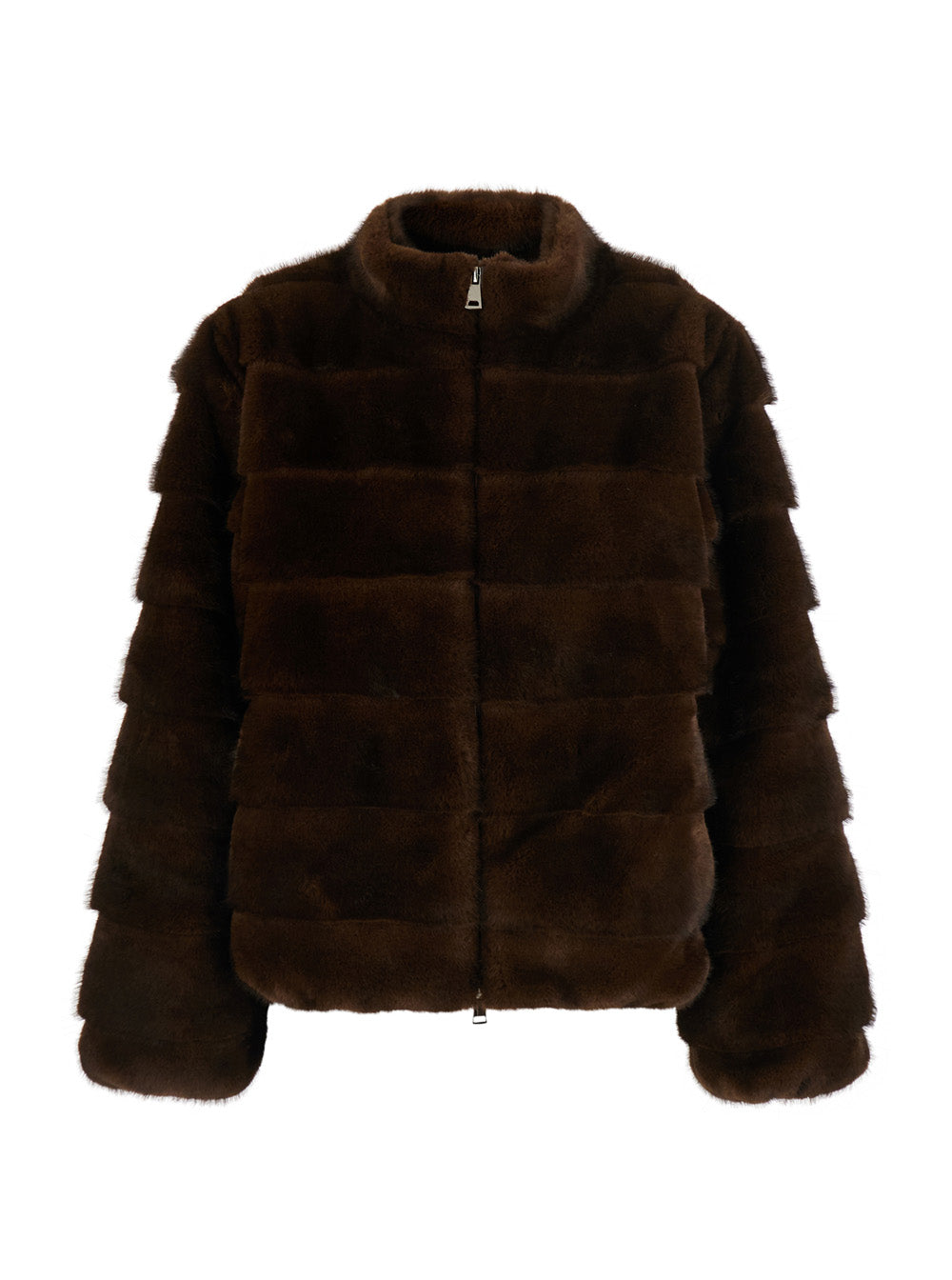 Leplain Women Brown Shearling With Raised Collar In Eco-Fur For Women LEPLAIN
