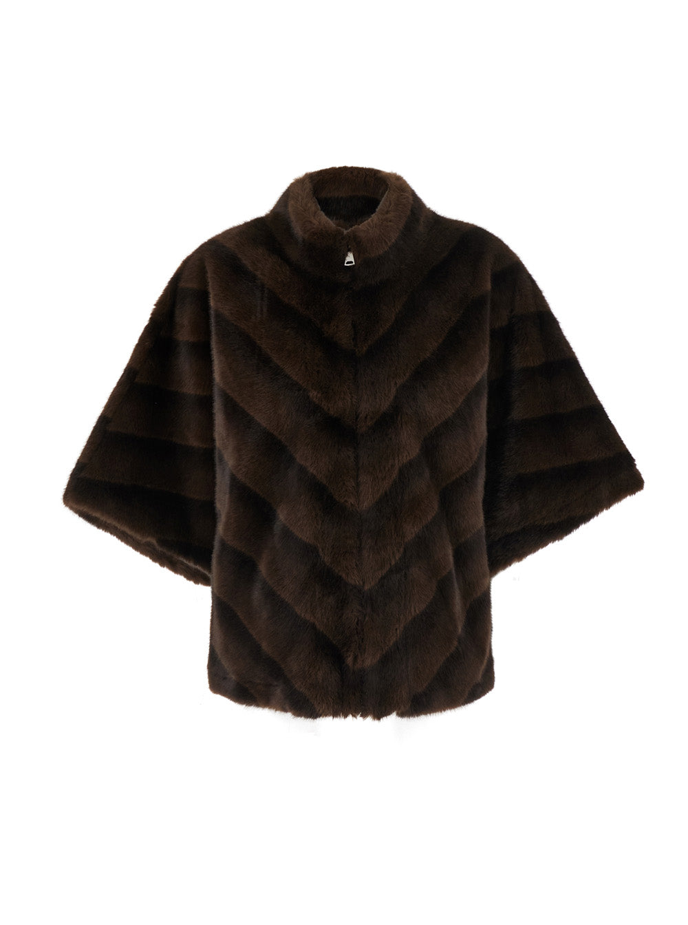 Leplain Women Brown Shearling Coat With Raised Collar And Wide Short Sleeves In Eco-Fur For Women LEPLAIN