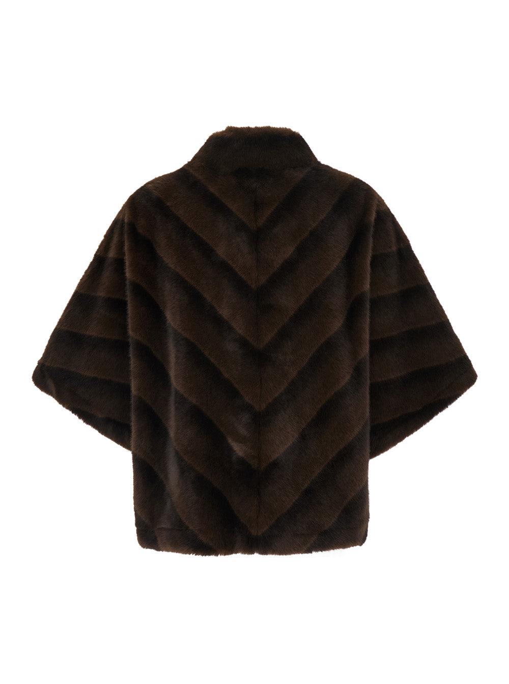 Leplain Women Brown Shearling Coat With Raised Collar And Wide Short Sleeves In Eco-Fur For Women LEPLAIN