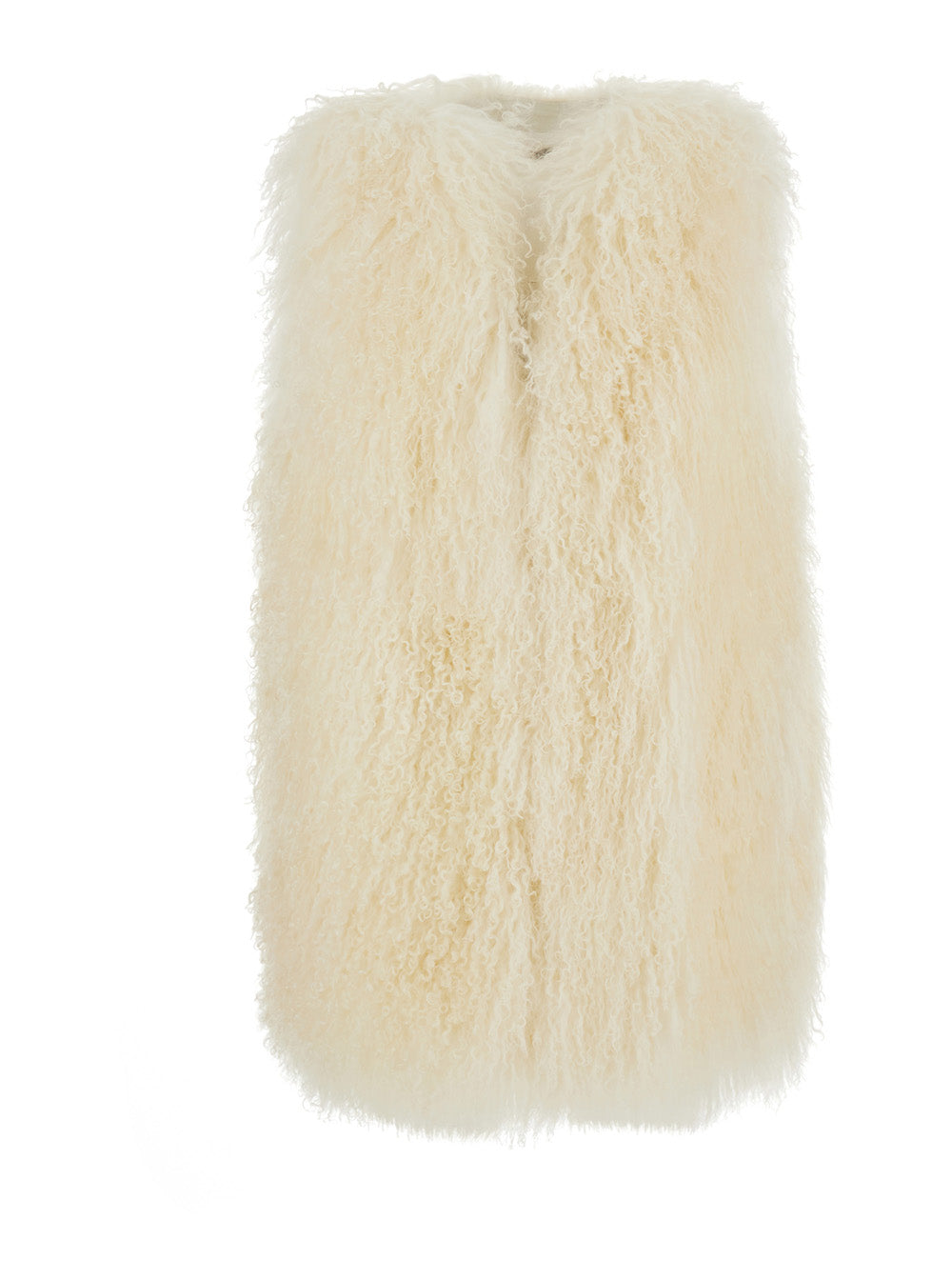 Leplain Women Beige Fur Jacket With Sleeveless Design In Fur For Women LEPLAIN