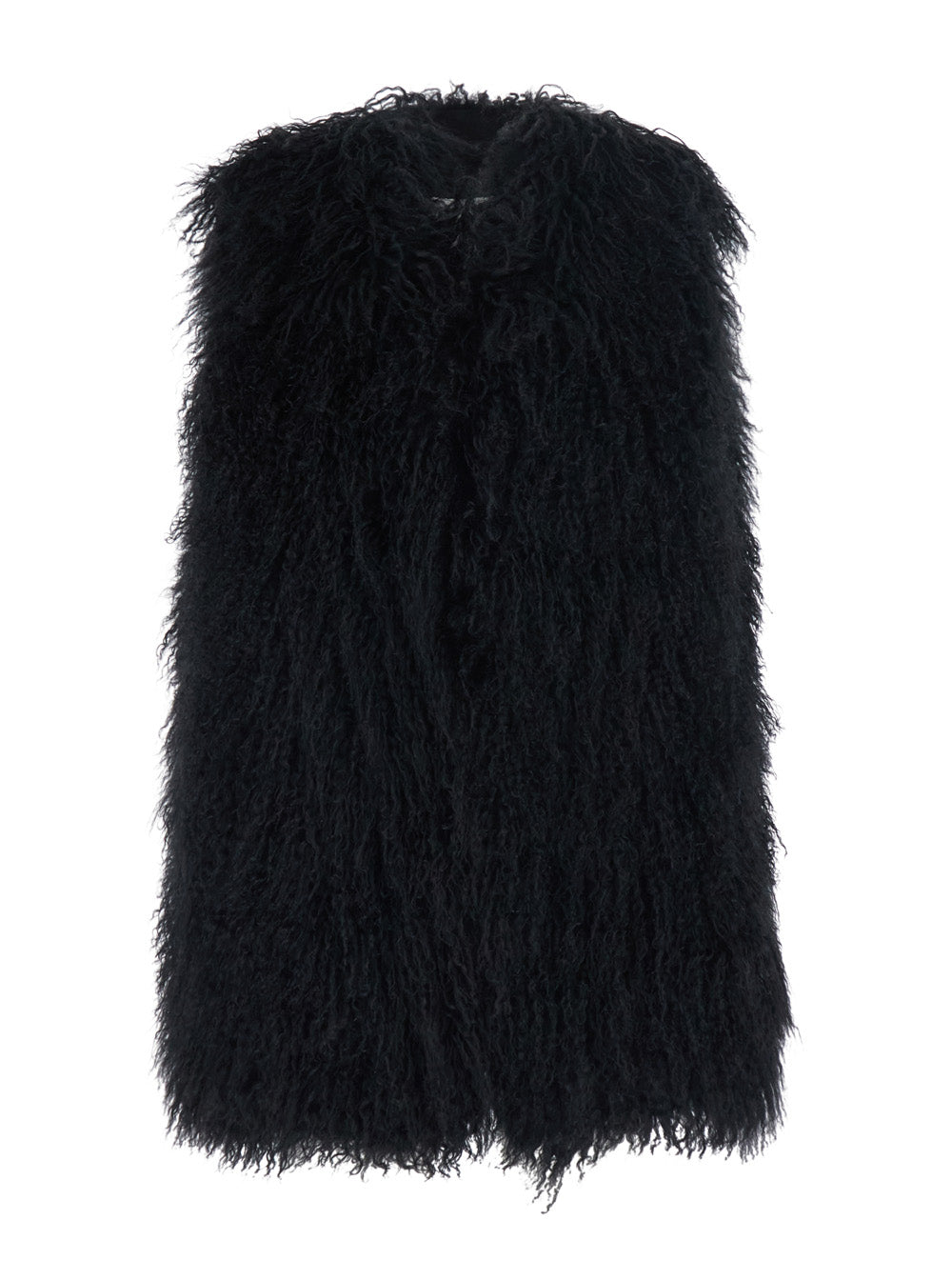 Leplain Women Black Fur Vest With Sleeveless Design In Fur For Women LEPLAIN