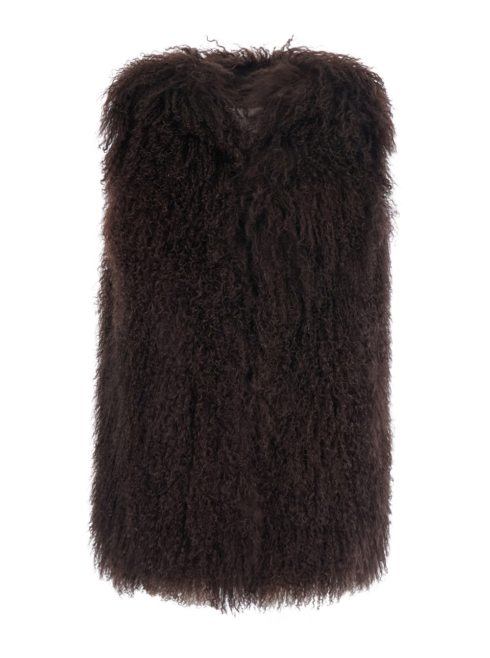 Leplain Women Brown Fur Vest With Sleeveless Design In Fur For Women LEPLAIN
