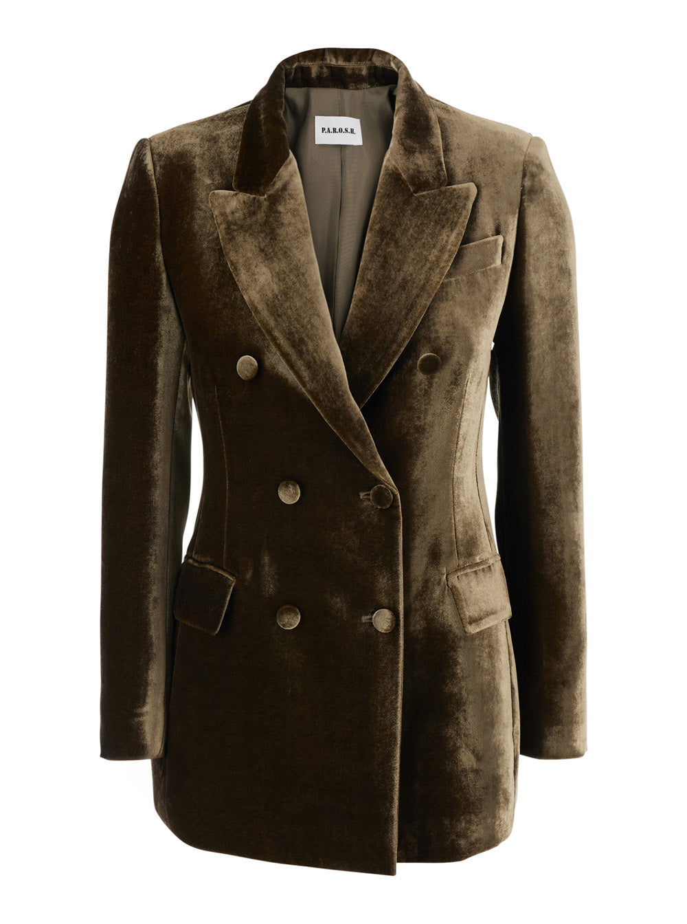P.A.R.O.S.H. Women Brown Double-Breasted Velvet Blazer With Viscose For Women P.A.R.O.S.H.