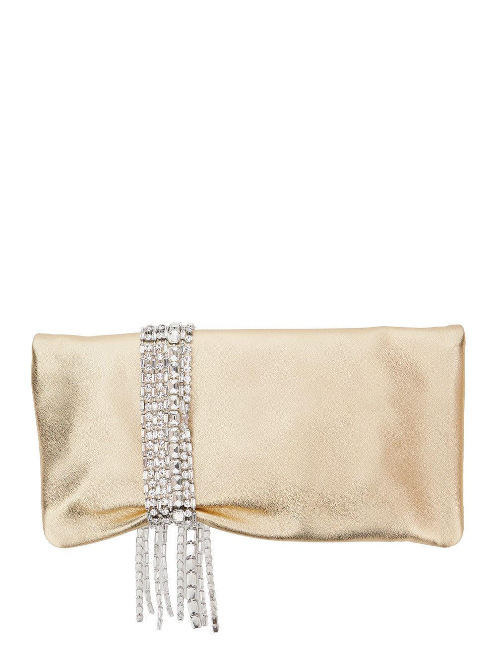 Jimmy Choo Women 'Zandra' Metallic Clutch With Pendant Bracelet With Crystals In Shiny Suede For Women JIMMY CHOO
