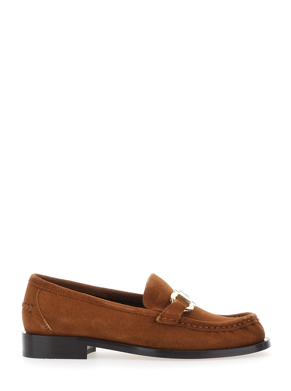 Ferragamo Women 'Marian' Brown Loafer With Gancini Plaque On The Front In Suede For Women FERRAGAMO