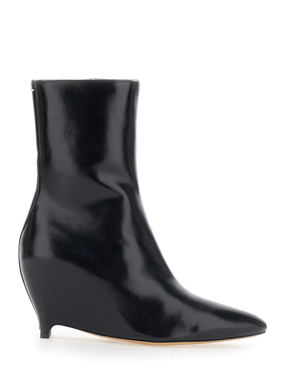 Maison Margiela Women Ankle Boot With Heel And Leather Details, Black, Woman MAISON MARGIELA