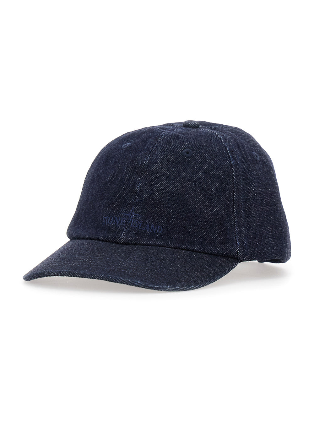 Stone Island Men Denim Baseball Cap With Adjustable Closure And Blue Logo Unisex STONE ISLAND