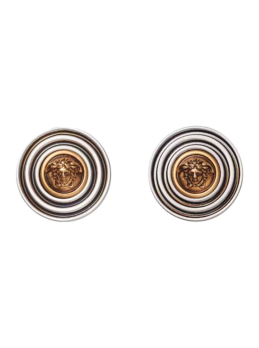 Versace Men Earrings With Medusa Head On Metallic Hoop For Women VERSACE