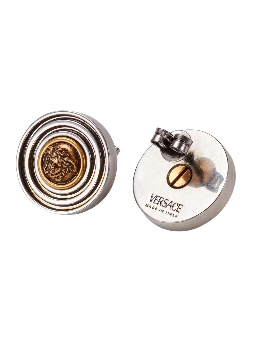 Versace Men Earrings With Medusa Head On Metallic Hoop For Women VERSACE