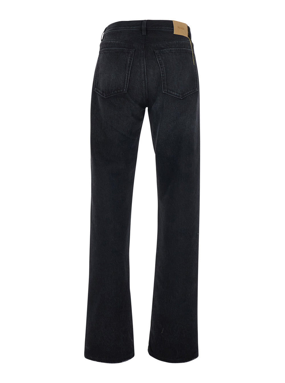 Fendi Men Black Slim Jeans With Logo Patch On The Back In Denim For Men FENDI