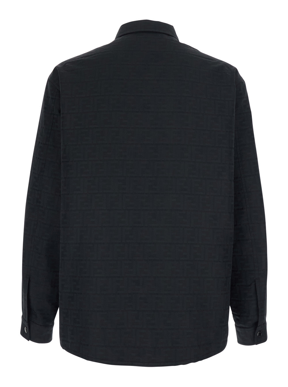Fendi Men Black Jacket With Ff Motif All-Over Tone On Tone In Tech Fabric Men FENDI
