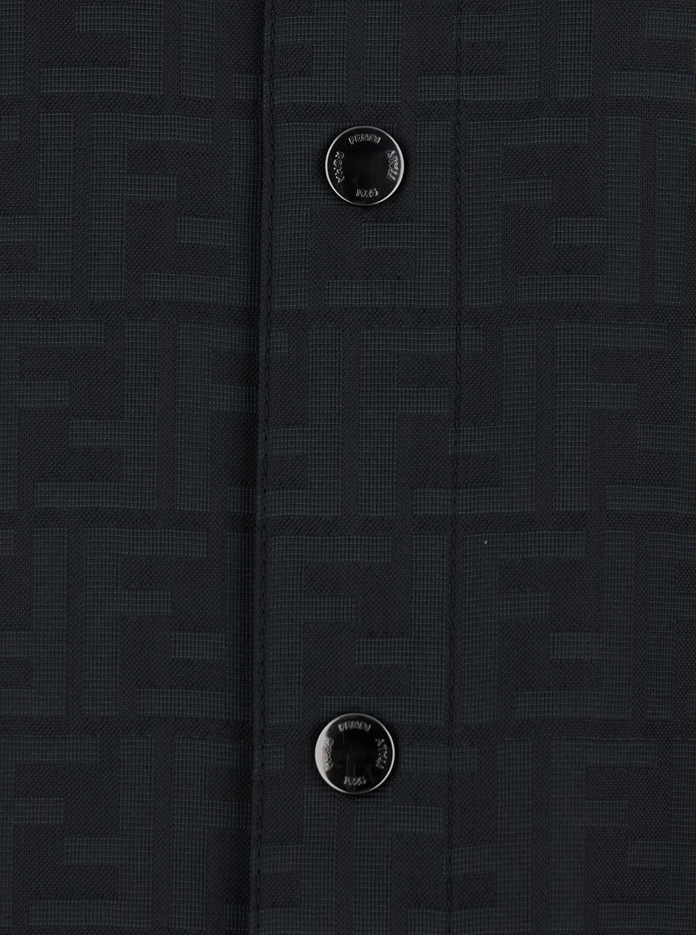 Fendi Men Black Jacket With Ff Motif All-Over Tone On Tone In Tech Fabric Men FENDI