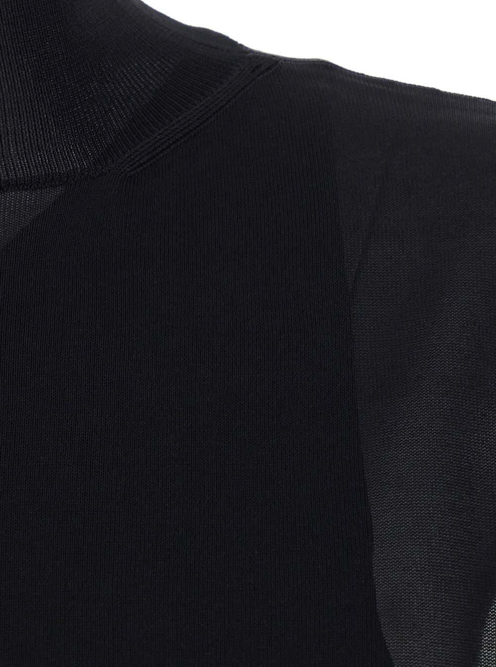 Fendi Women Black Turtleneck Top With Cut-Out On The Shoulder And Matching One-Shoulder Viscose Top In Silk For Women FENDI