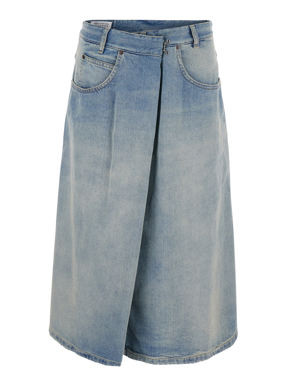 Maison Margiela Women Blue Midi Skirt With Single Front Slit And Faded Design In Denim For Women MAISON MARGIELA