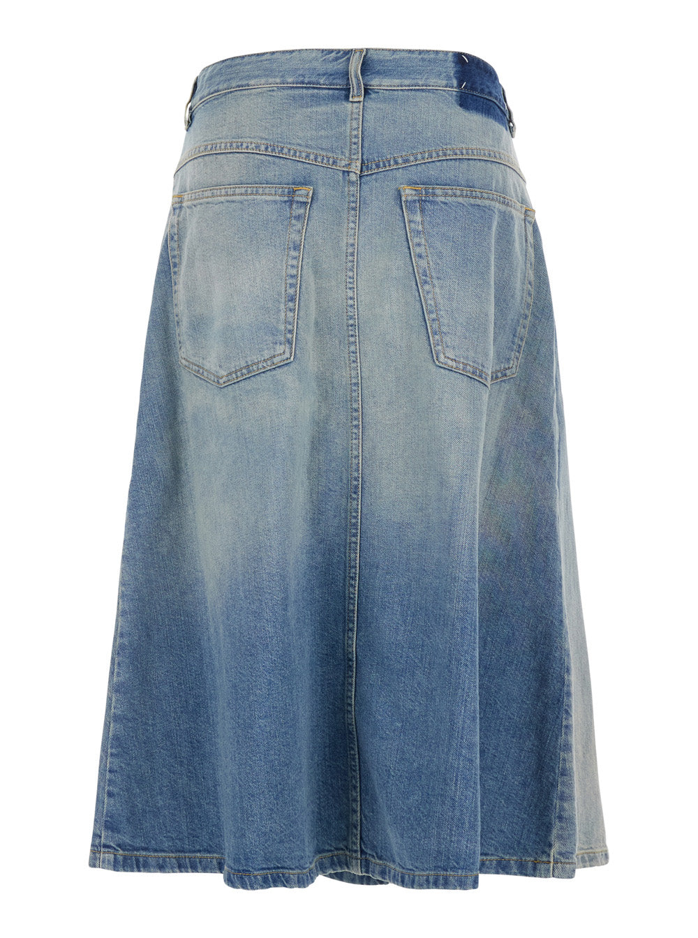 Maison Margiela Women Blue Midi Skirt With Single Front Slit And Faded Design In Denim For Women MAISON MARGIELA
