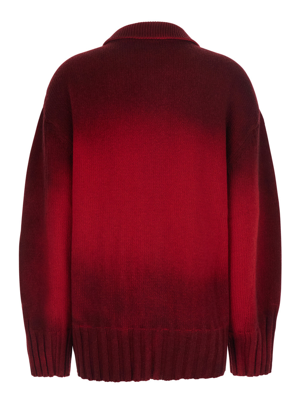 The Attico Women Red Cardigan With Classic Collar And Sprayed Design With Gradient Effect In Wool And Cashmere For Women THE ATTICO
