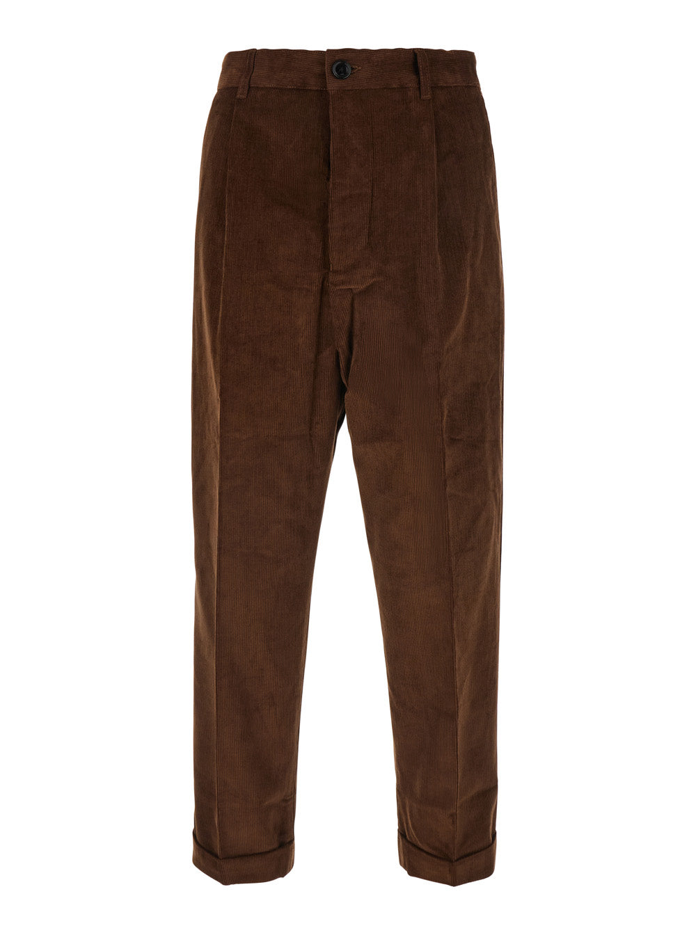 Ami Paris Men Brown Pants With Button And Zip Closure In Corduroy For Men AMI PARIS
