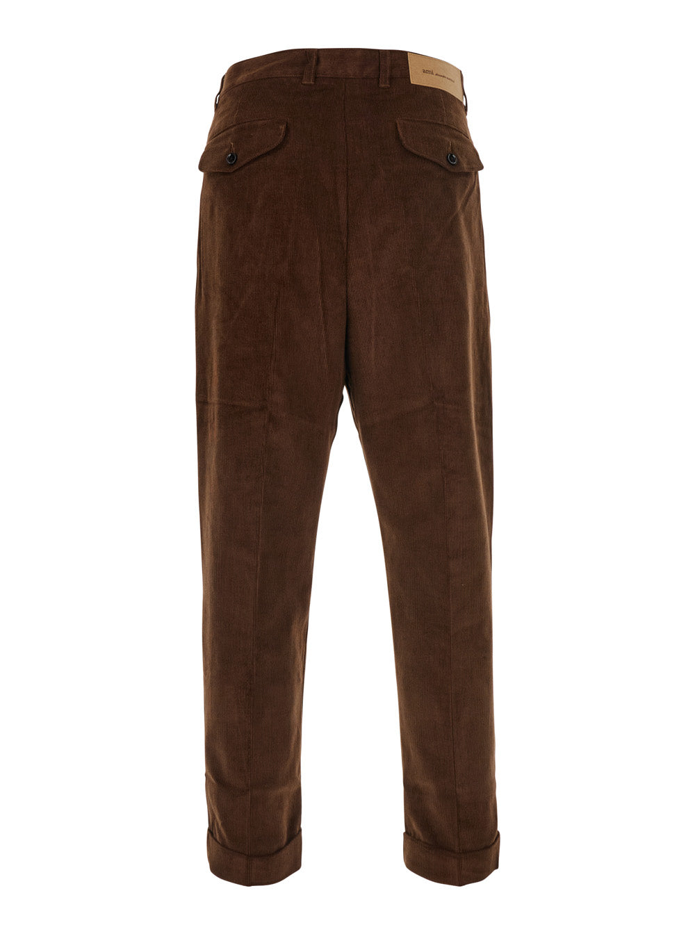 Ami Paris Men Brown Pants With Button And Zip Closure In Corduroy For Men AMI PARIS