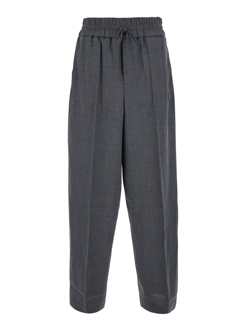Ami Paris Men Gray Pants With Elasticized Drawstring Waist In Wool For Men AMI PARIS