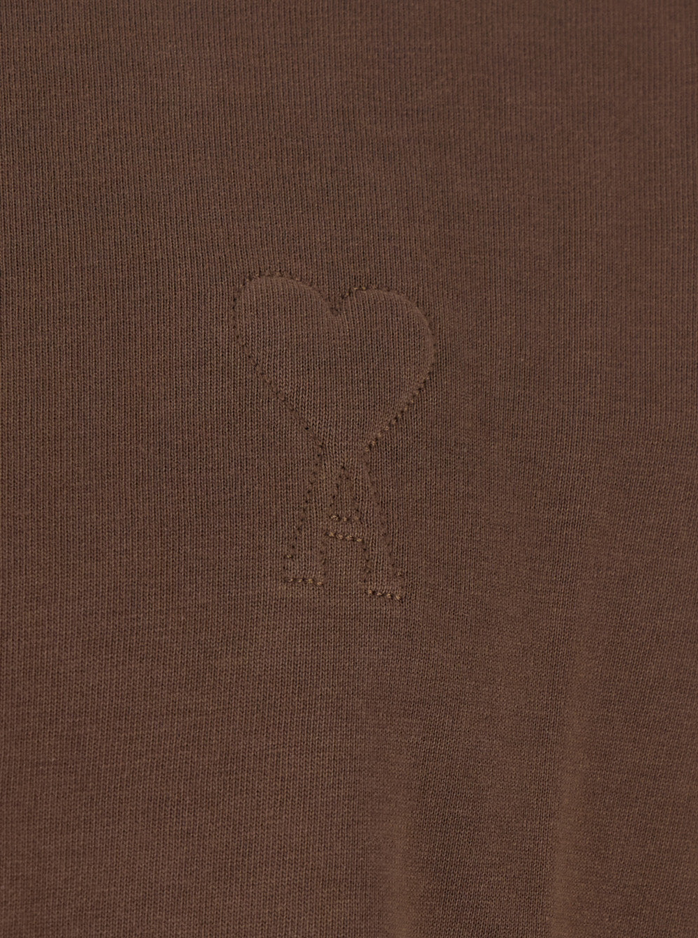Ami Paris Men Brown Round Neck T-Shirt With Tone-On-Tone Adc Embroidery On The Front In Cotton For Men AMI PARIS