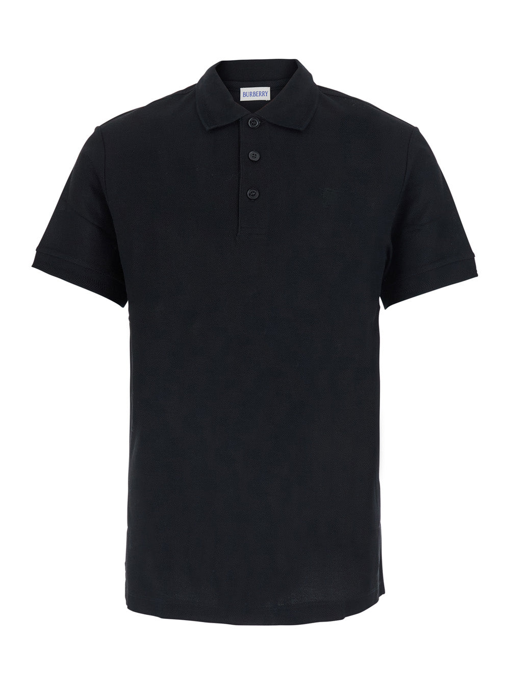 Burberry Men 'Eddie' Black Polo Shirt With Classic Collar And Ekd Embroidery On The Front In Cotton For Men BURBERRY
