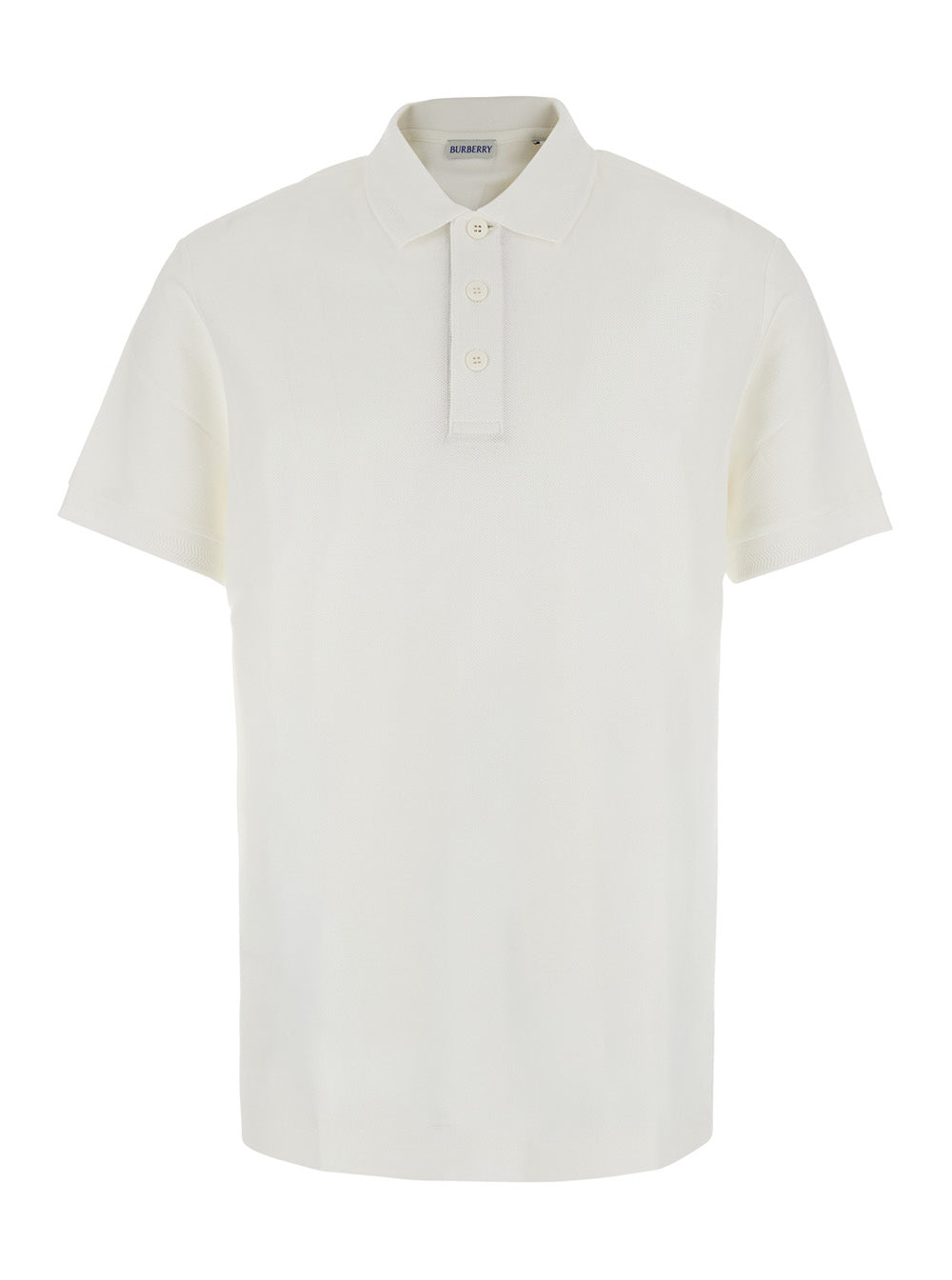 Burberry Men 'Eddie' White Polo Shirt With Classic Collar And Ekd Embroidery On The Front In Cotton For Men BURBERRY