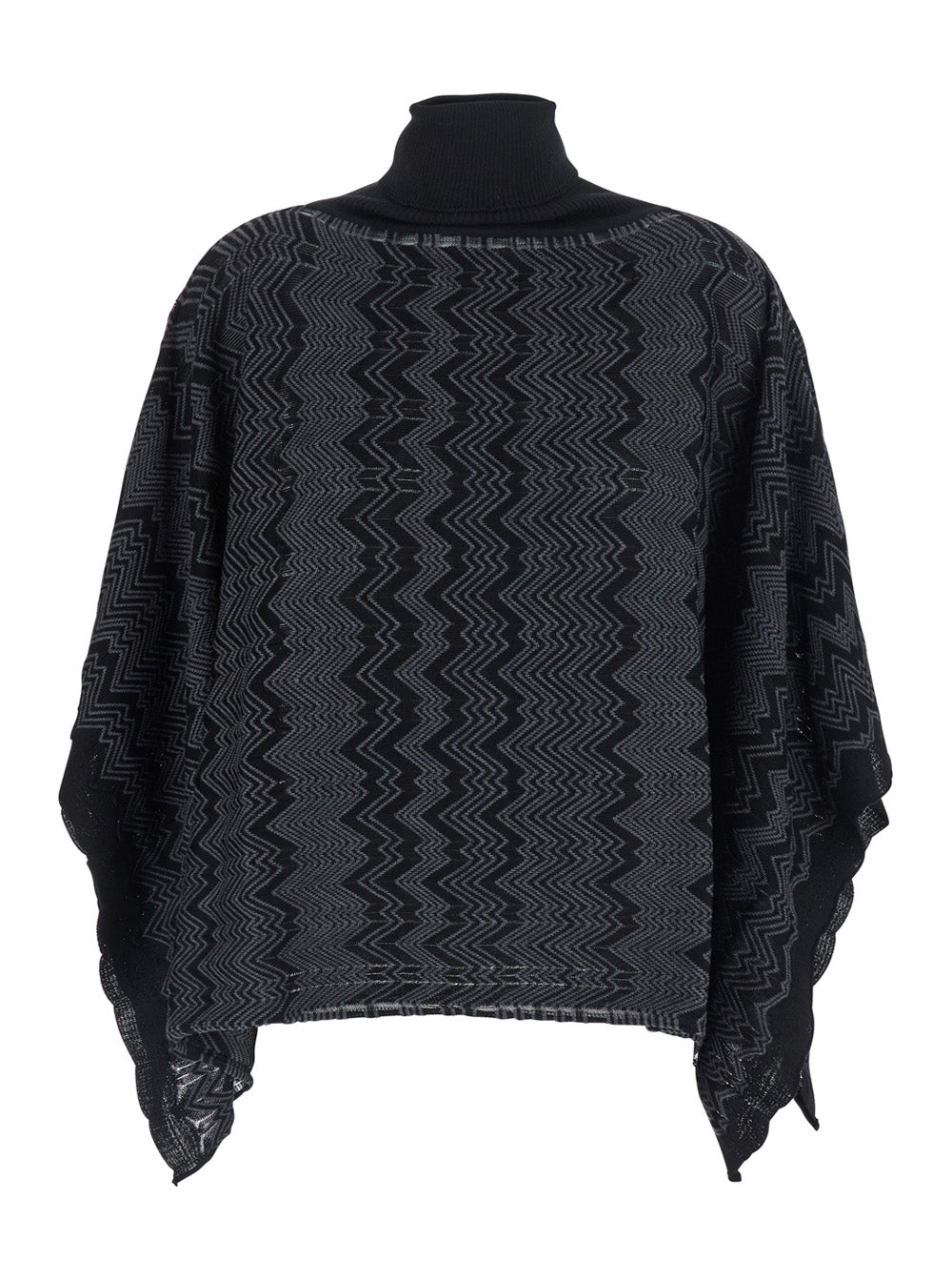 Missoni Women Poncho With High Collar And Poncho Sleeves In Black Tech Fabric For Women MISSONI