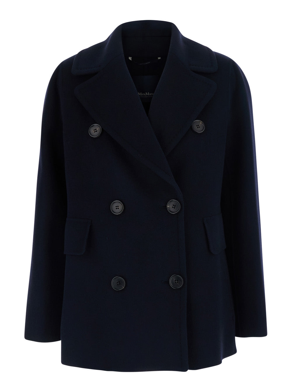'S Maxmara Women Camilla Coat With Notched Revers And Long Sleeves In Tech Fabric Blue Women S MAX MARA
