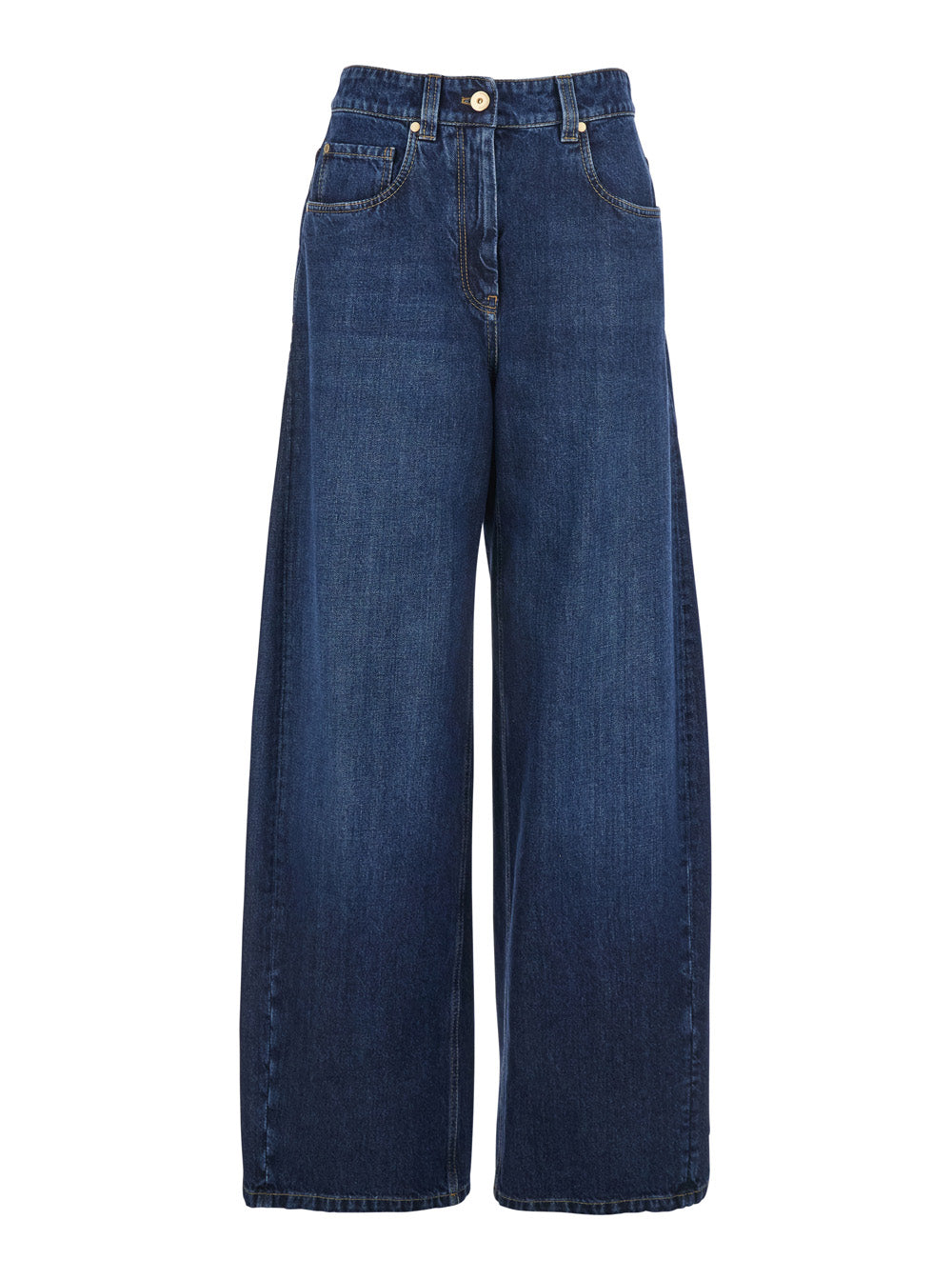 Brunello Cucinelli Women Blue Jeans With Five Pocket Design And Logo Patch On The Back In Denim For Women BRUNELLO CUCINELLI