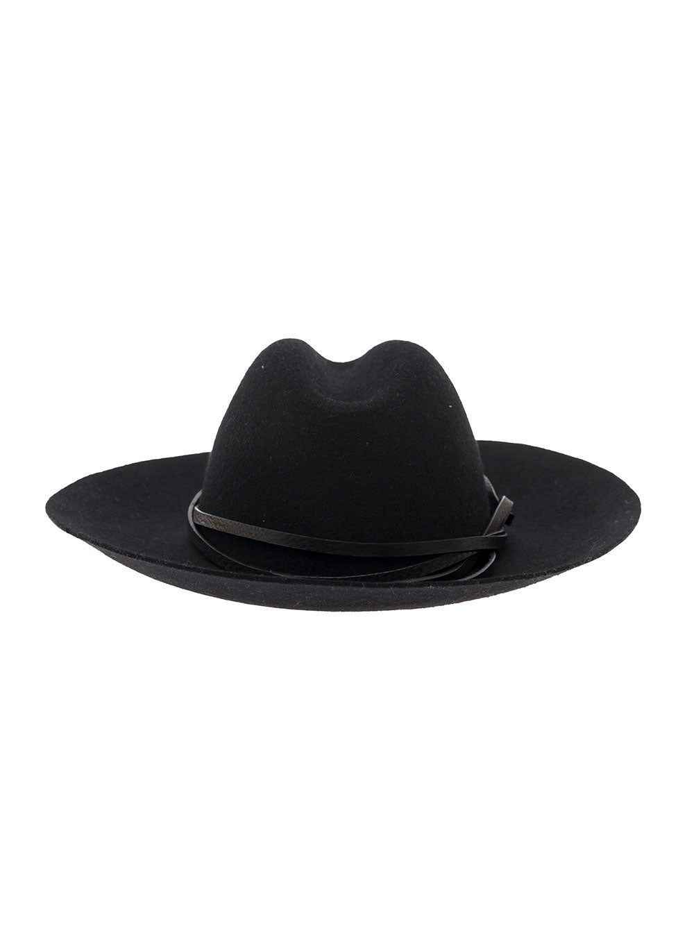 Golden Goose Women Black Wool Felt Fedora Hat With Black Leather Straps For Men GOLDEN GOOSE