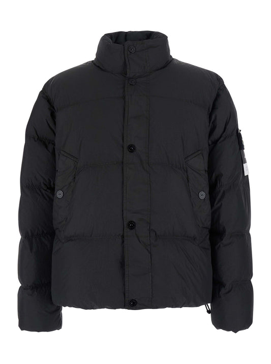 Stone Island Men Hooded Jacket 'Crinkle' Gray With Front Zip Closure And Side Pockets In Tech Fabric Women STONE ISLAND