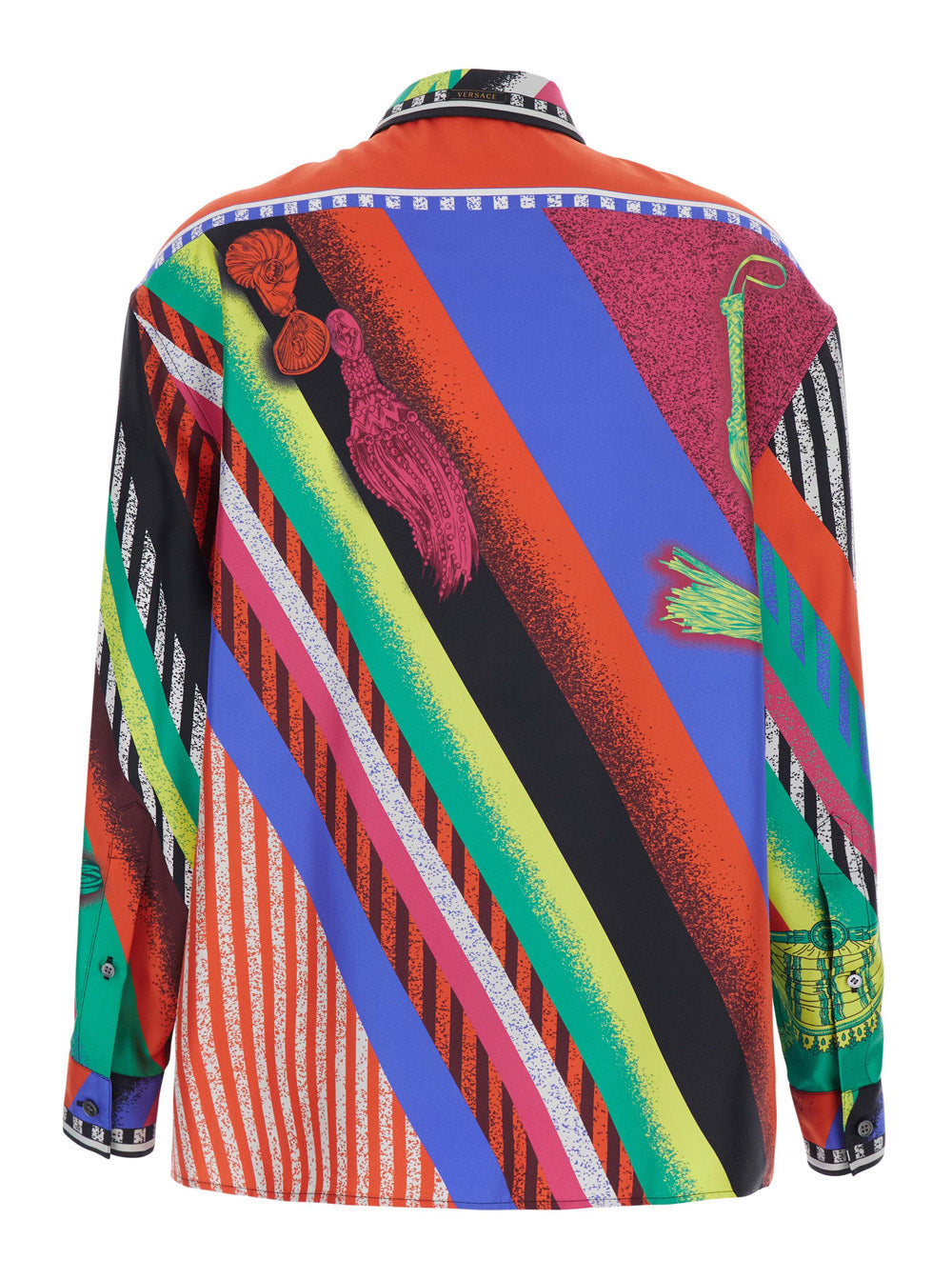 Versace Women Multicolor Shirt With Classic Collar And All-Over Print In Silk For Women VERSACE