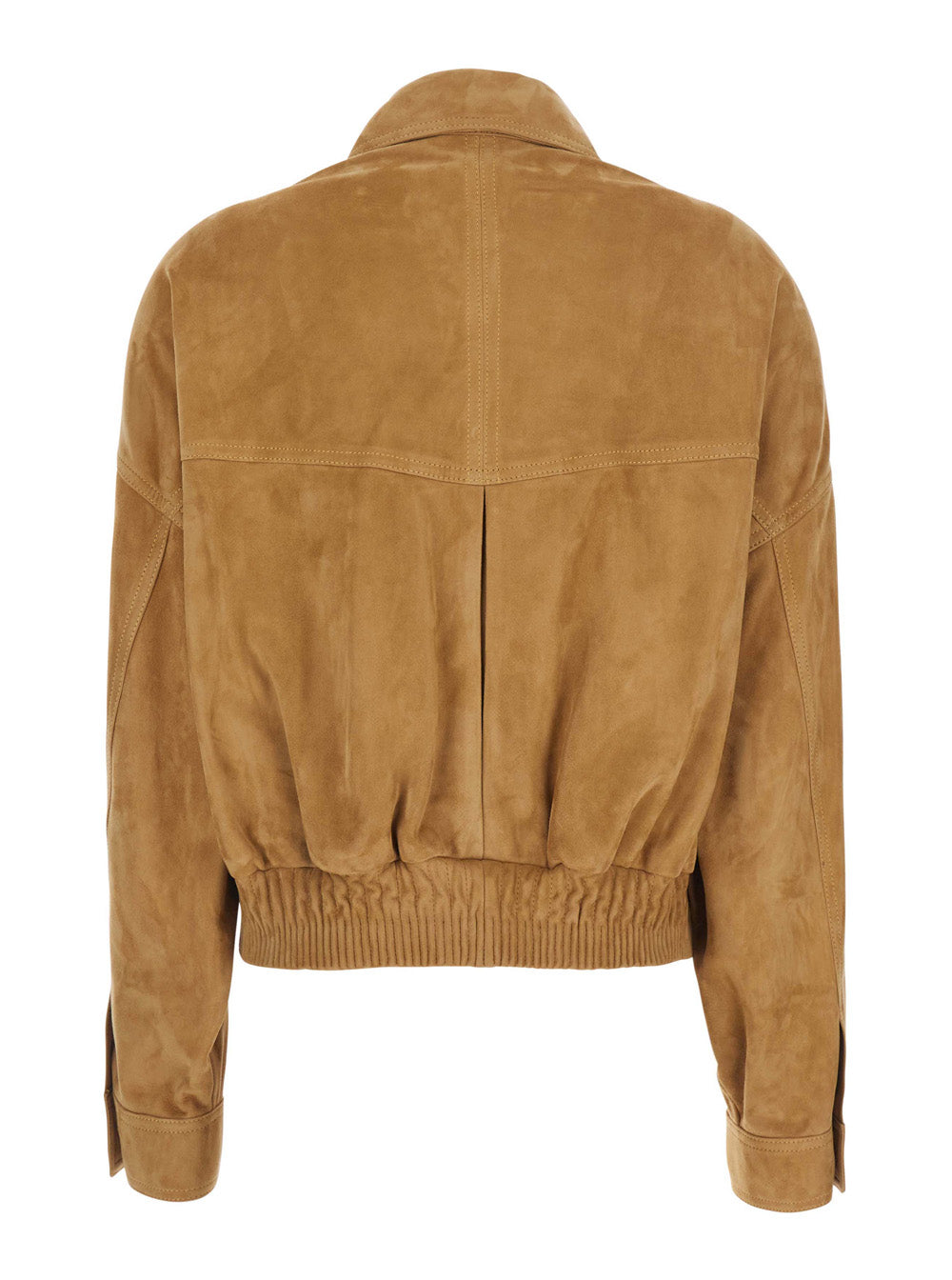Versace Women Beige Jacket With Pointed Collar And Logo Jewel Buttons In Suede For Men VERSACE
