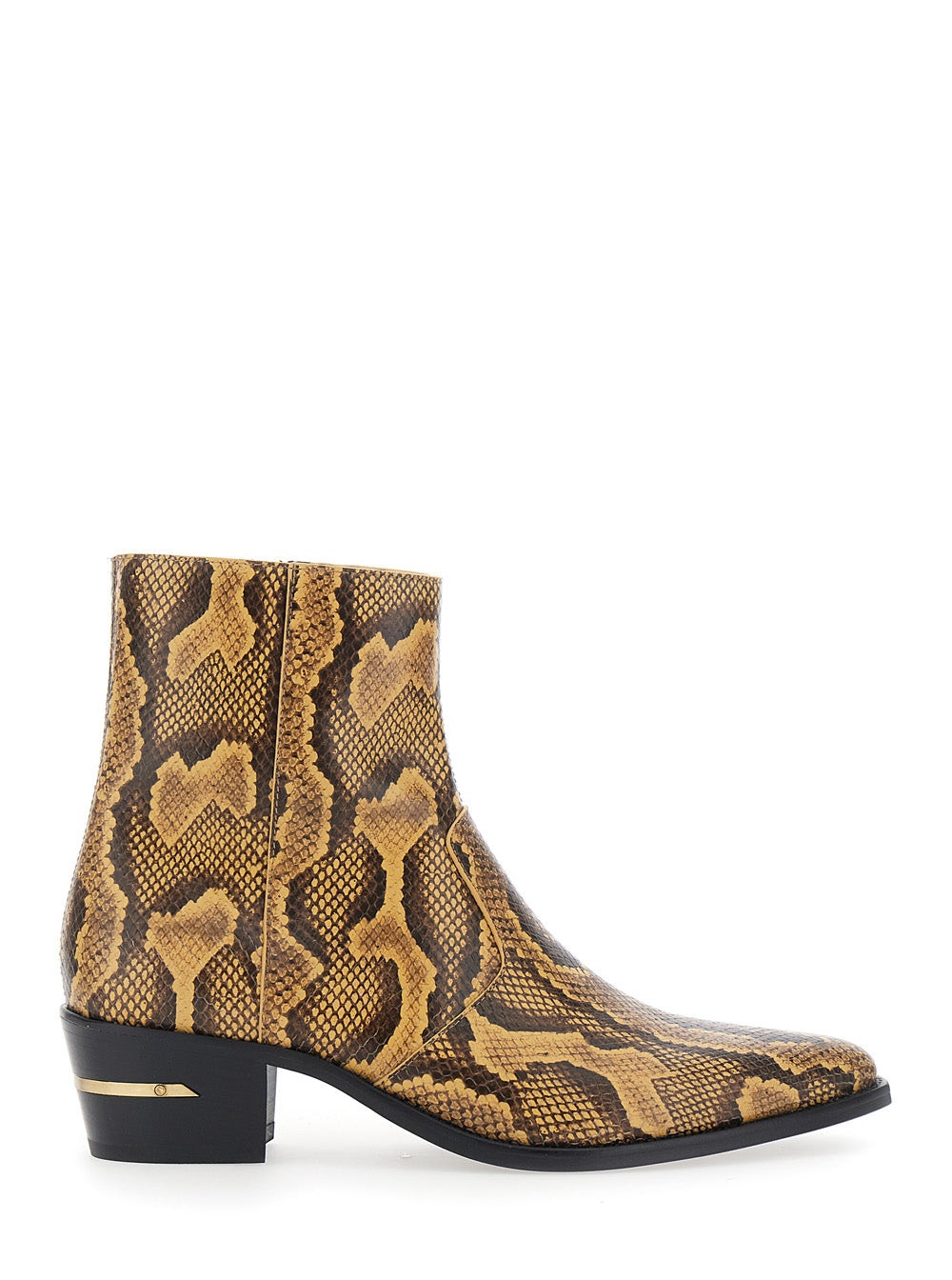 Amiri Men Python Ma Pointy Boots With Sharp Toe And Leather Detail. Brown. Man AMIRI