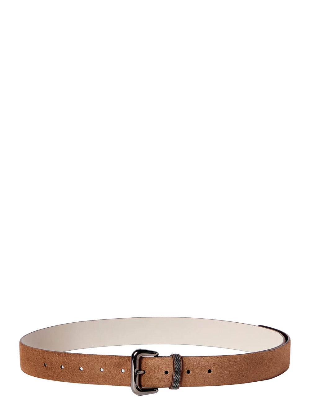 Brunello Cucinelli Women Brown Belt With Buckle And Monile Loop In Suede For Women BRUNELLO CUCINELLI