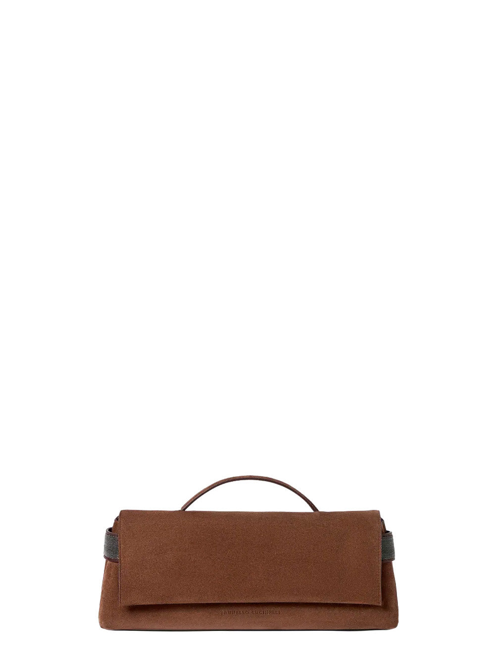 Brunello Cucinelli Women Brown Clutch With Top Handle And Monile In Suede For Women BRUNELLO CUCINELLI