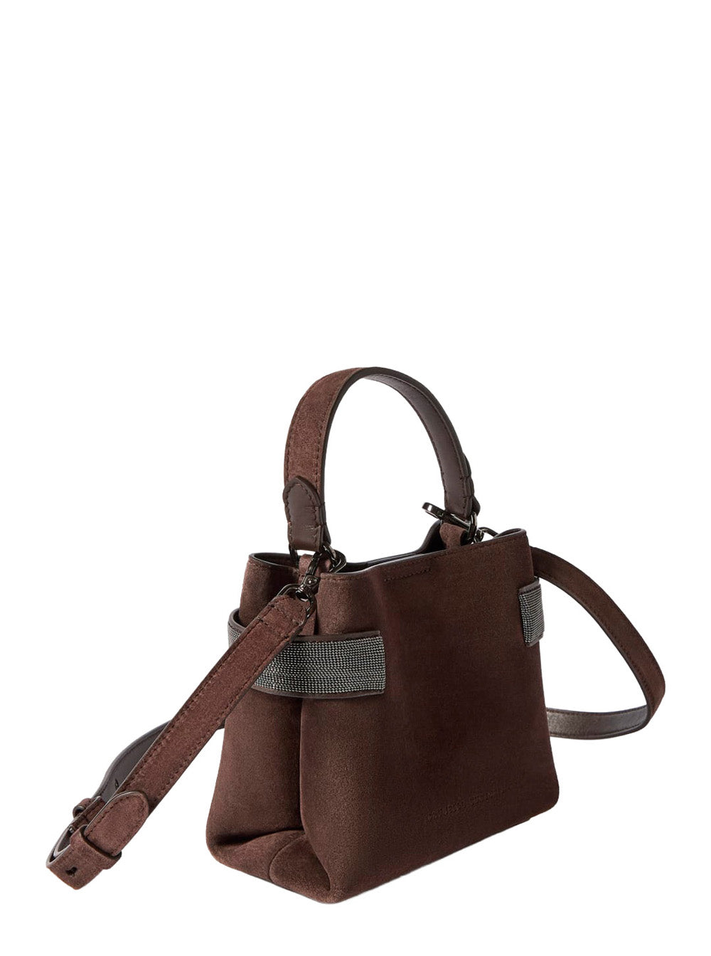 Brunello Cucinelli Women Brown Shoulder Bag With Adjustable And Removable Strap In Suede For Women BRUNELLO CUCINELLI