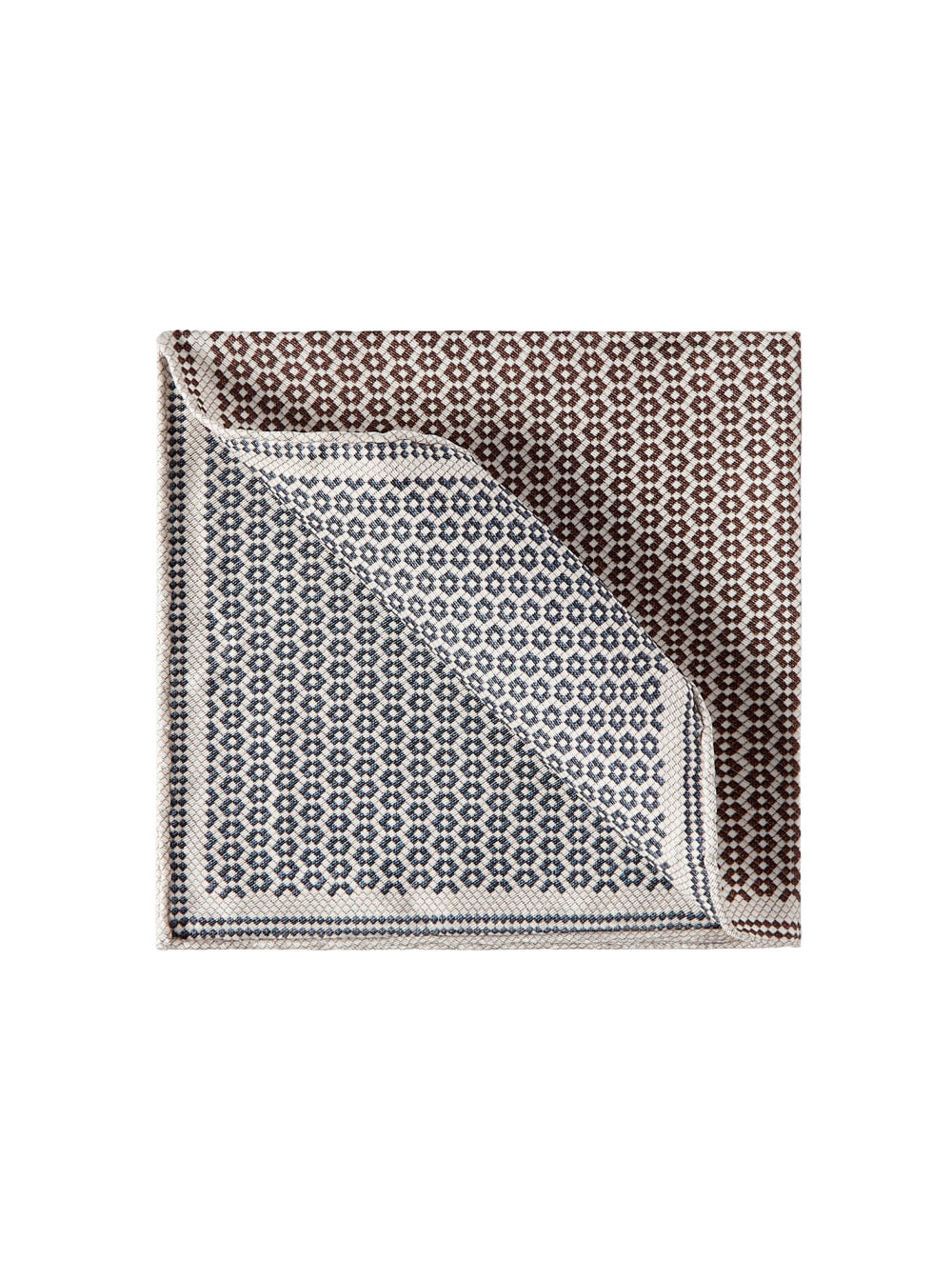 Brunello Cucinelli Men Multicolor Pocket Square With Chevron Motif And Geometric Print In Silk For Men BRUNELLO CUCINELLI