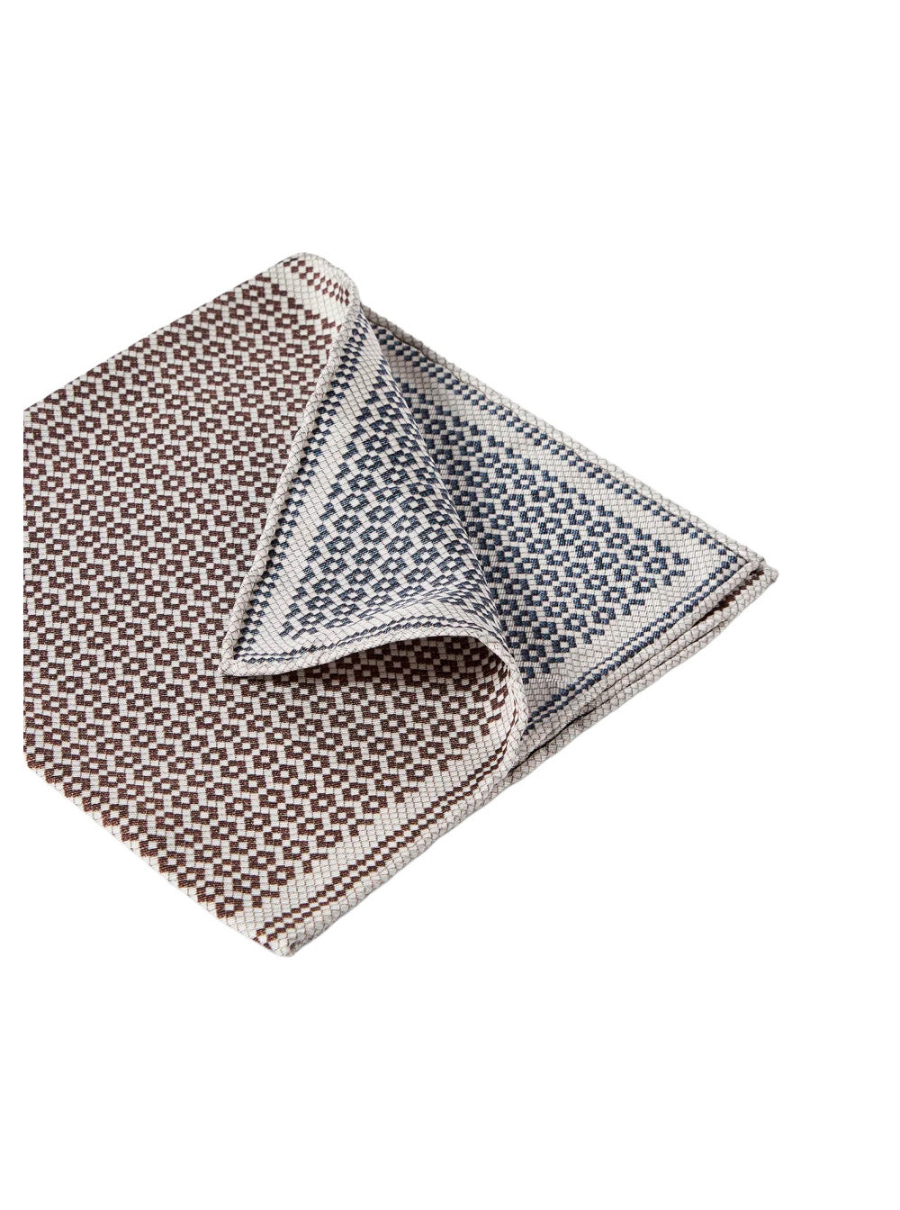 Brunello Cucinelli Men Multicolor Pocket Square With Chevron Motif And Geometric Print In Silk For Men BRUNELLO CUCINELLI