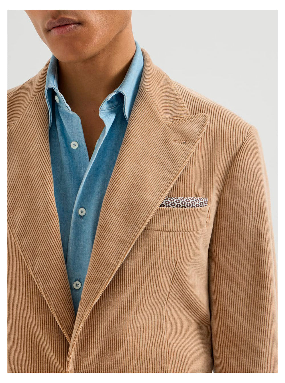 Brunello Cucinelli Men Multicolor Pocket Square With Chevron Motif And Geometric Print In Silk For Men BRUNELLO CUCINELLI