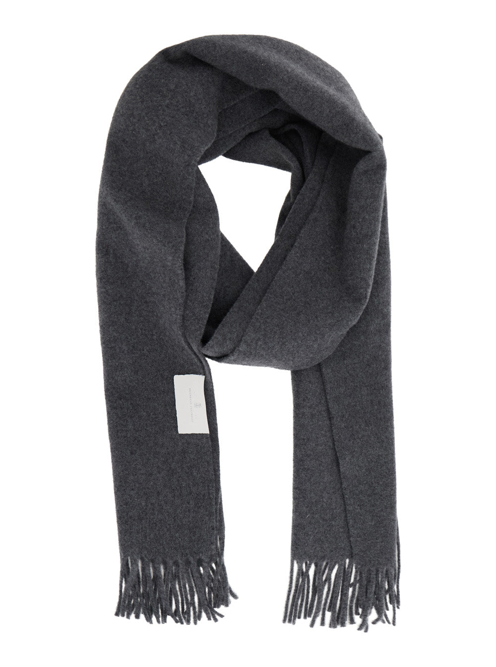 Brunello Cucinelli Women Gray Scarf With Fringed Hem And Brushed Finish In Cashmere For Women BRUNELLO CUCINELLI