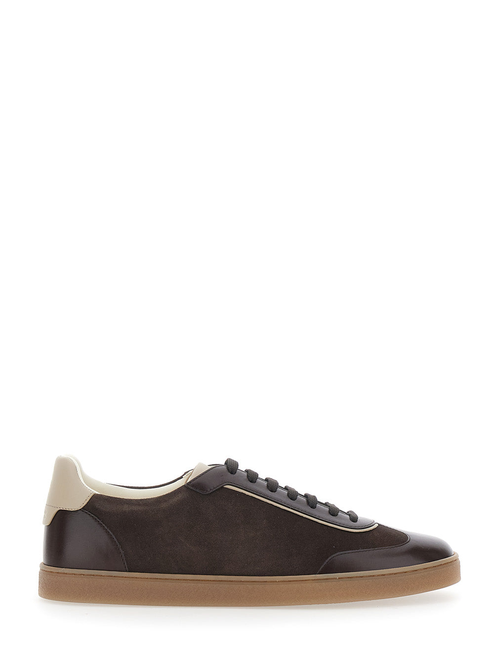 Brunello Cucinelli Men Brown Sneakers With Embossed Logo On The Heel In Leather For Men BRUNELLO CUCINELLI