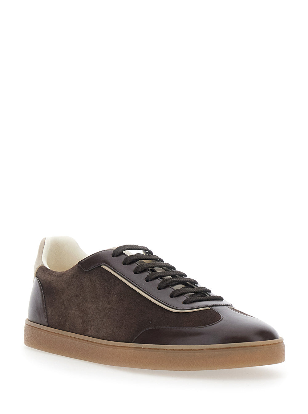Brunello Cucinelli Men Brown Sneakers With Embossed Logo On The Heel In Leather For Men BRUNELLO CUCINELLI