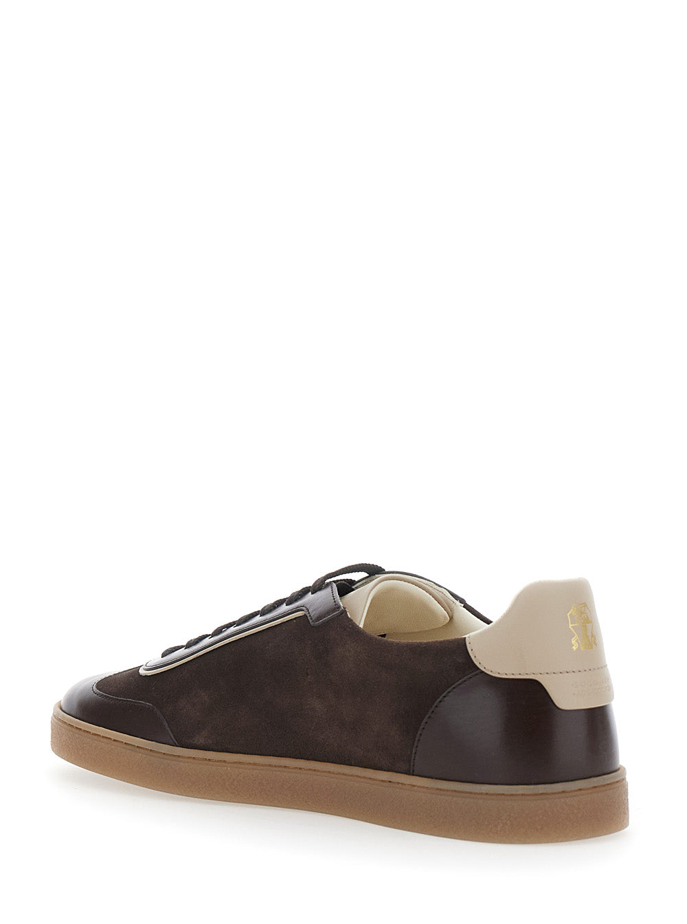 Brunello Cucinelli Men Brown Sneakers With Embossed Logo On The Heel In Leather For Men BRUNELLO CUCINELLI